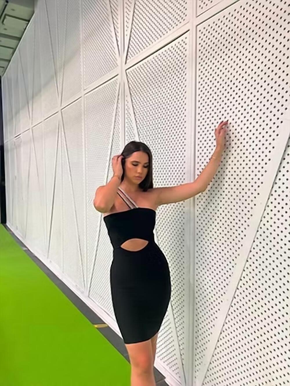 NEW F&P bodycon dress with rhinestone strap in noir